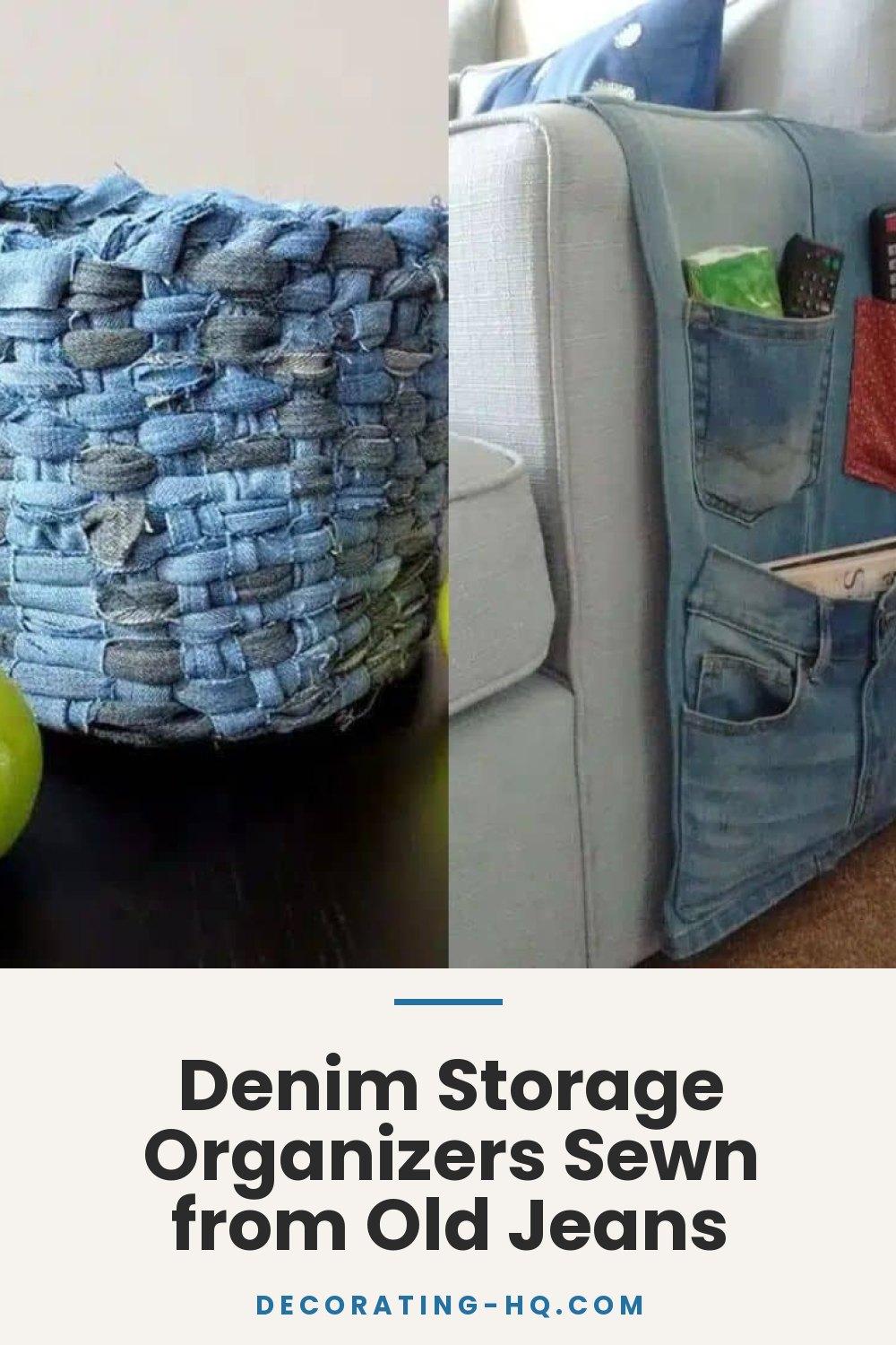 Denim Storage Organizers Sewn from Old Jeans