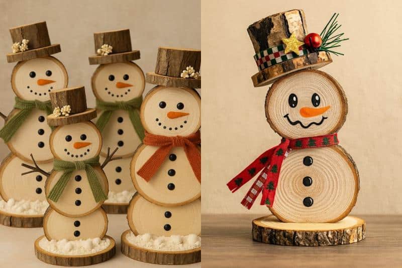 Ideas for Snowmen Made with Wooden Slices ideas for snowmen made with wooden slices 1