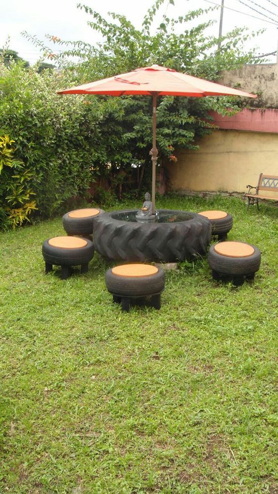 ideas for using tires in the garden 13