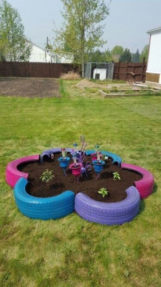 ideas for using tires in the garden 14