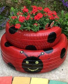 ideas for using tires in the garden 7