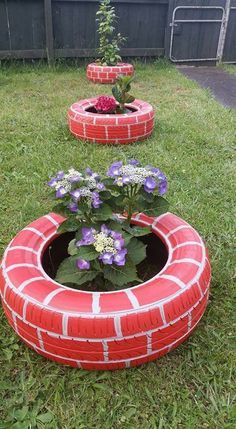 ideas for using tires in the garden 9