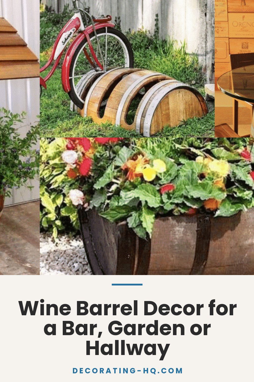 Wine Barrel Decor for a Bar, Garden or Hallway