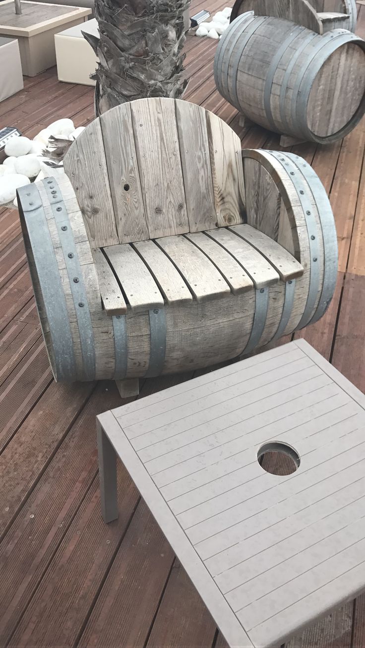ideas to use old wine barrels in decoration