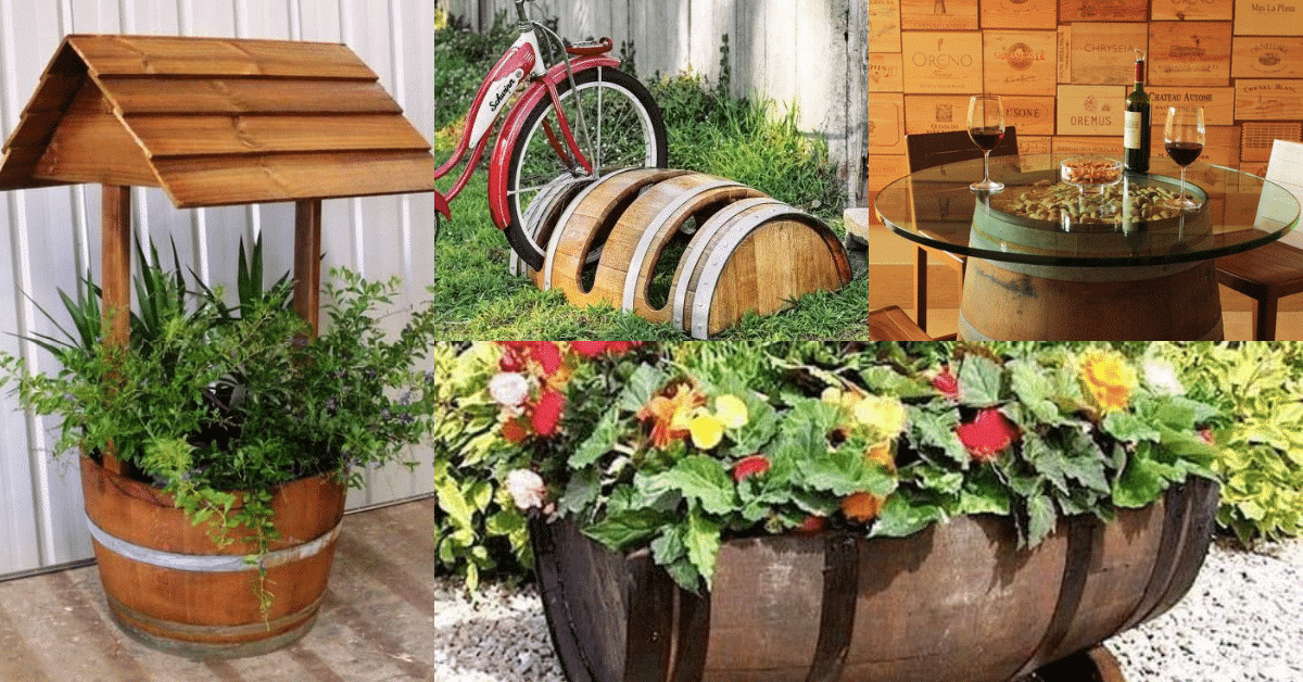 ideas to use old wine barrels in decoration