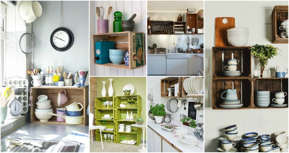 ideas wooden crates in kitchen