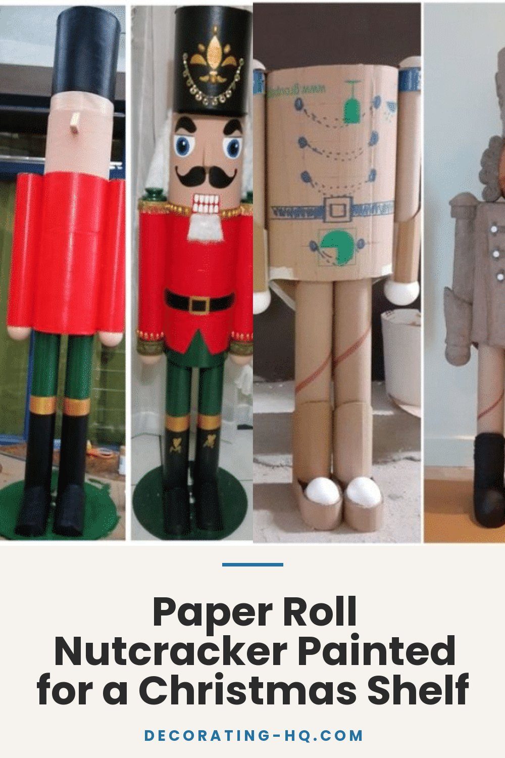 Paper Roll Nutcracker Painted for a Christmas Shelf