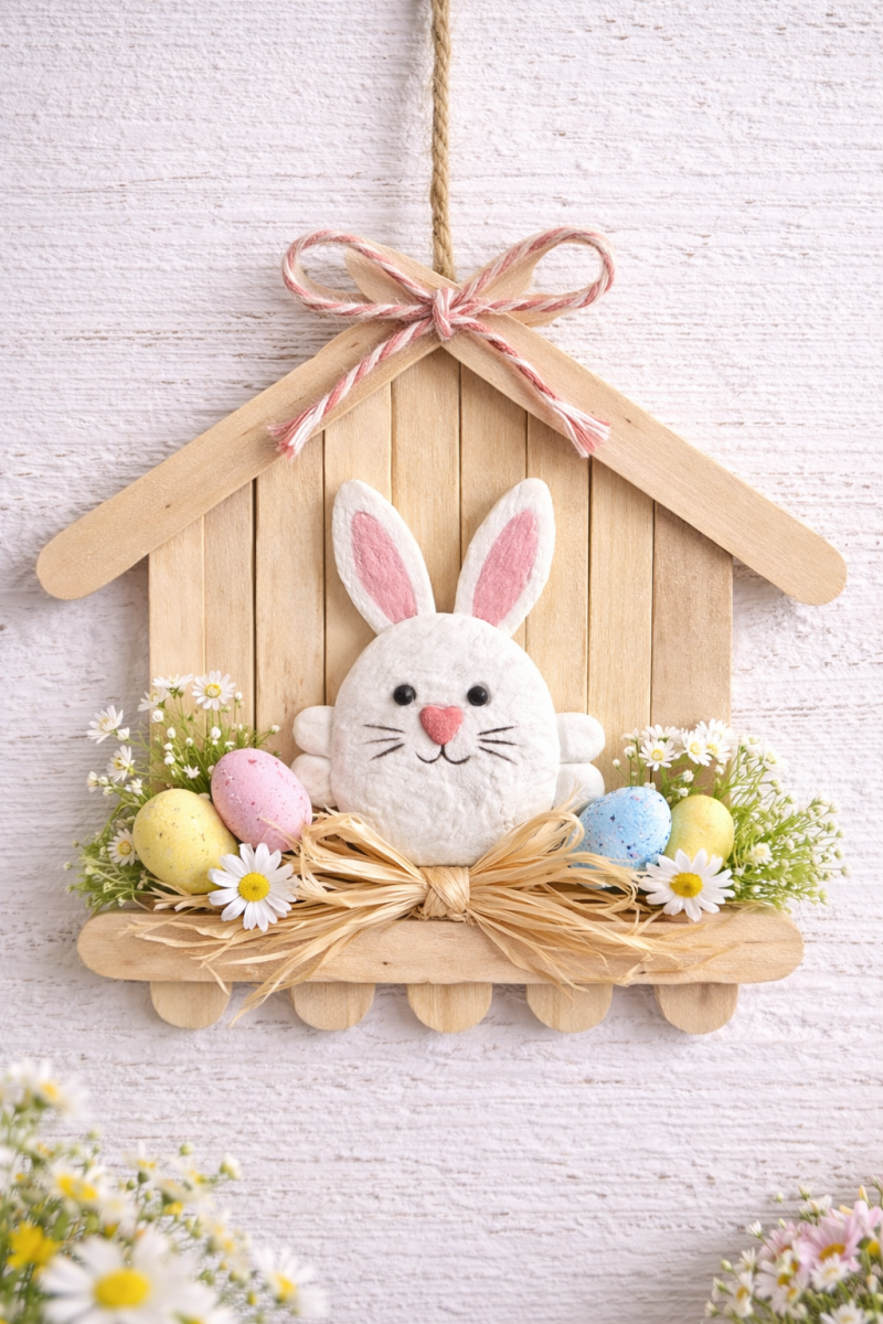 Handcrafted Little Houses with Popsicles for Easter: Springtime Magic little houses with popsicles for easter 2