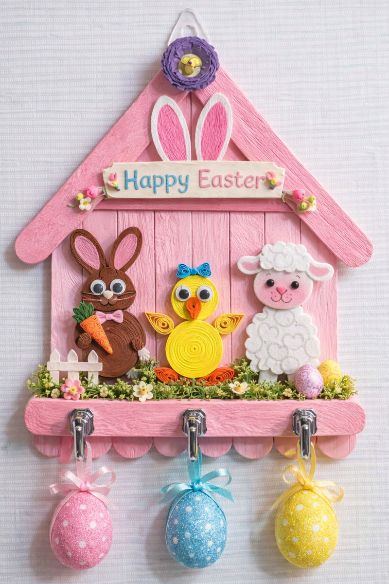 Handcrafted Little Houses with Popsicles for Easter: Springtime Magic little houses with popsicles for easter