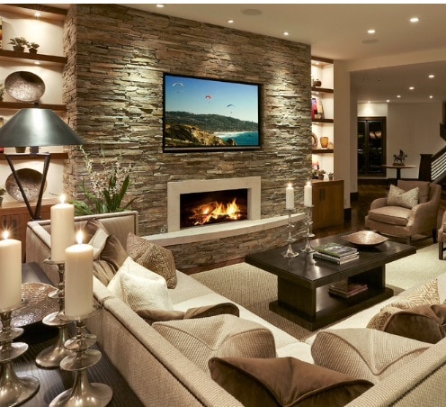 15+ Amazing Living Room Interiors With Stone Walls