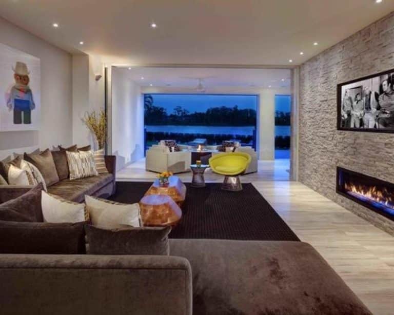 15+ Amazing Living Room Interiors With Stone Walls