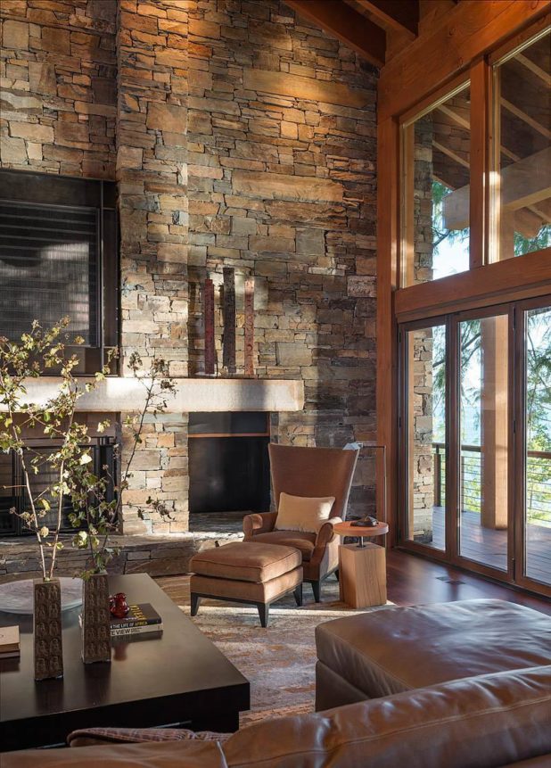 15+ Amazing Living Room Interiors With Stone Walls