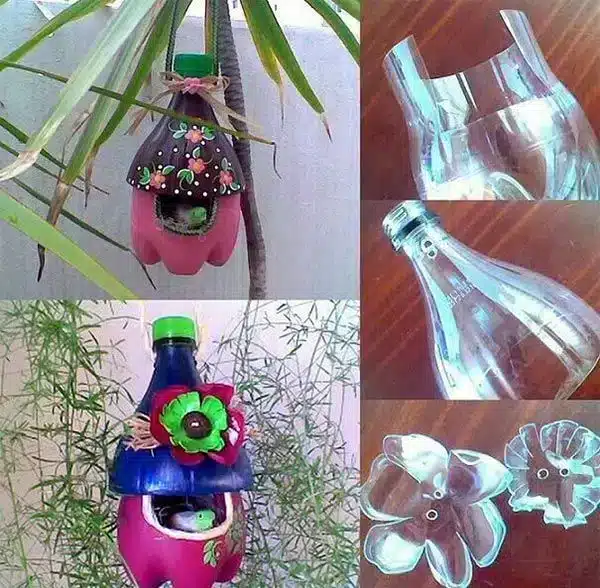 make a cute birdhouse from plastic bottles 2