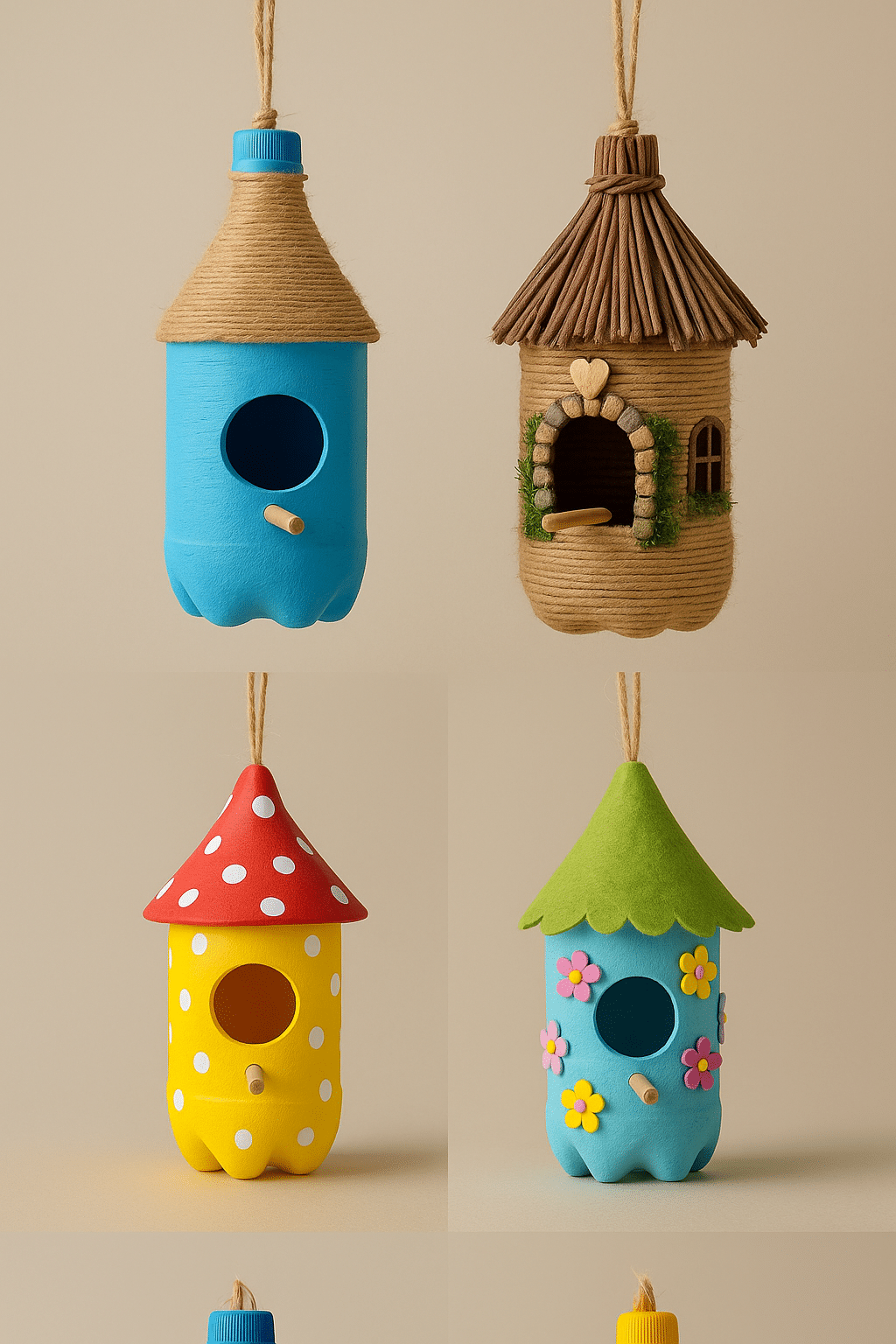 make a cute birdhouse from plastic bottles 6