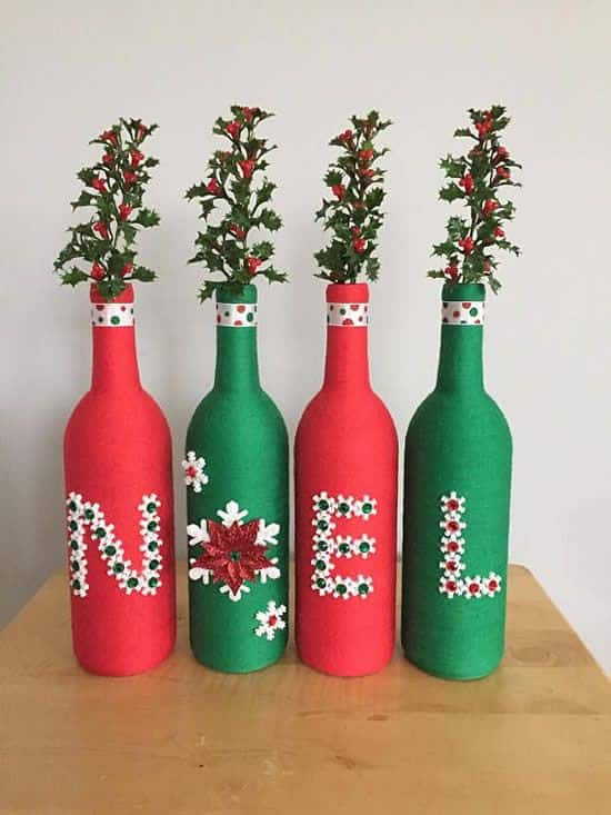 make christmas decorations with bottles