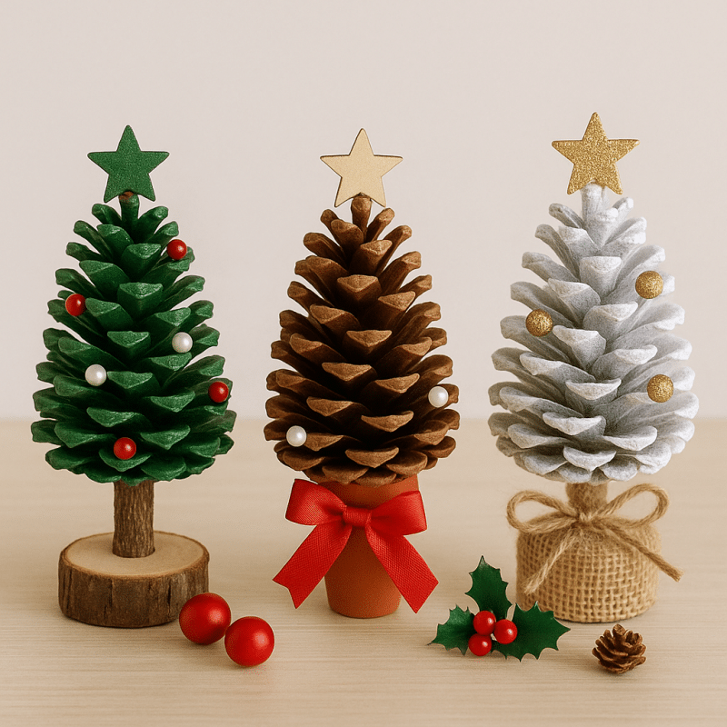 mini christmas tree made of pinecones 1