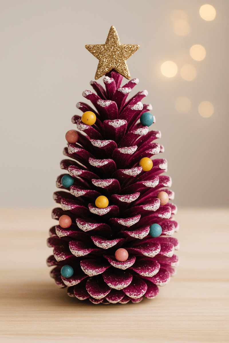 mini christmas tree made of pinecones 2