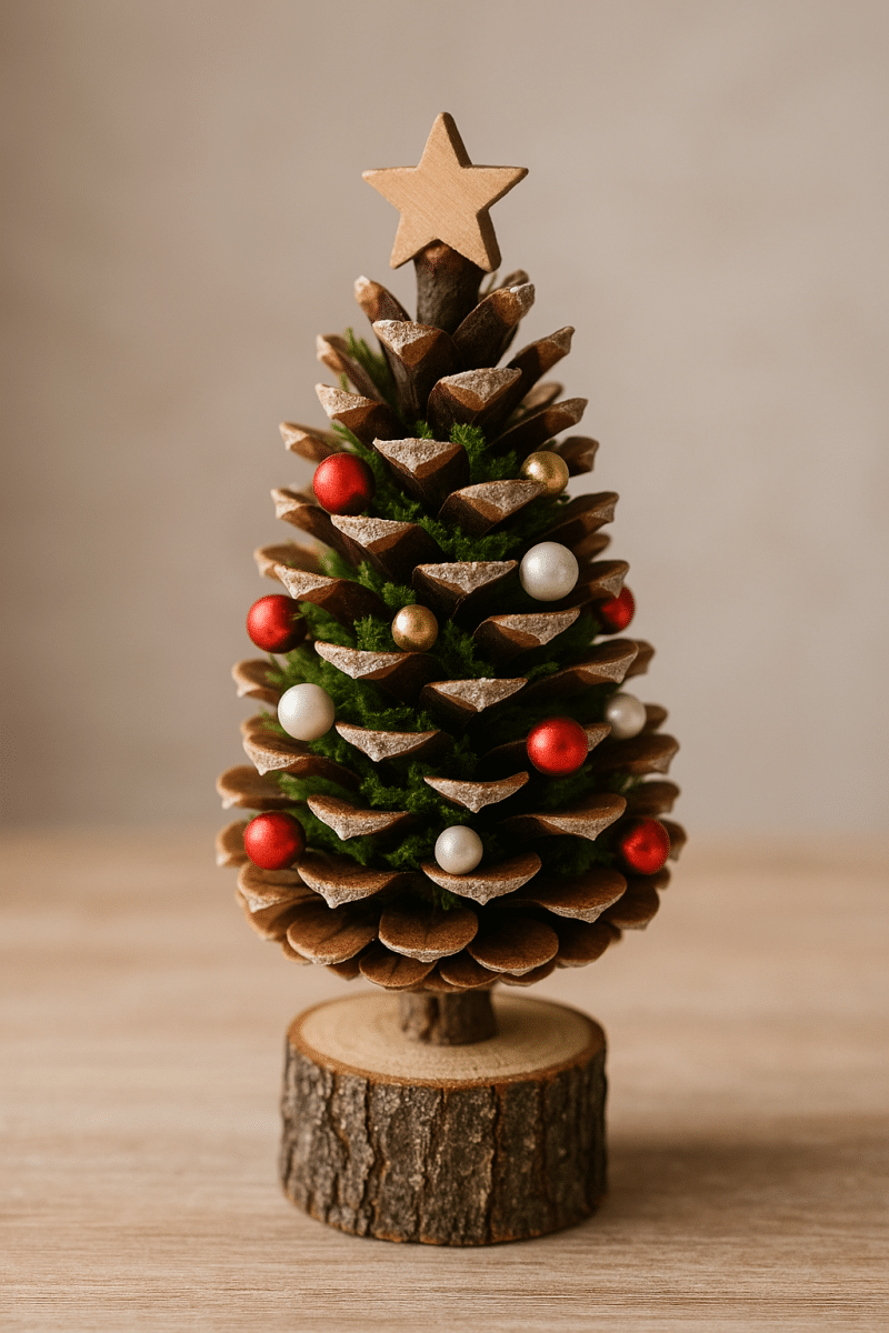 mini christmas tree made of pinecones 3
