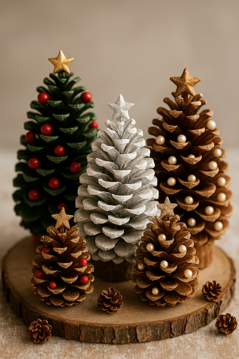 mini christmas tree made of pinecones 4