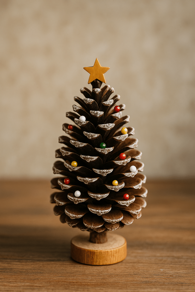 mini christmas tree made of pinecones 5