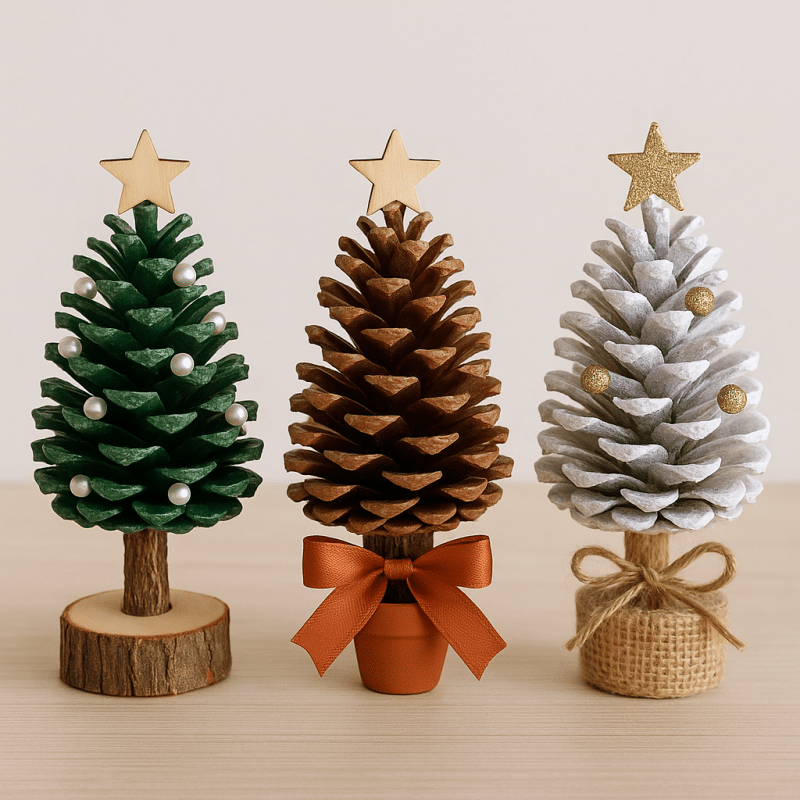 mini christmas tree made of pinecones 7