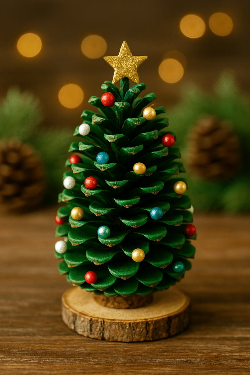 mini christmas tree made of pinecones 9