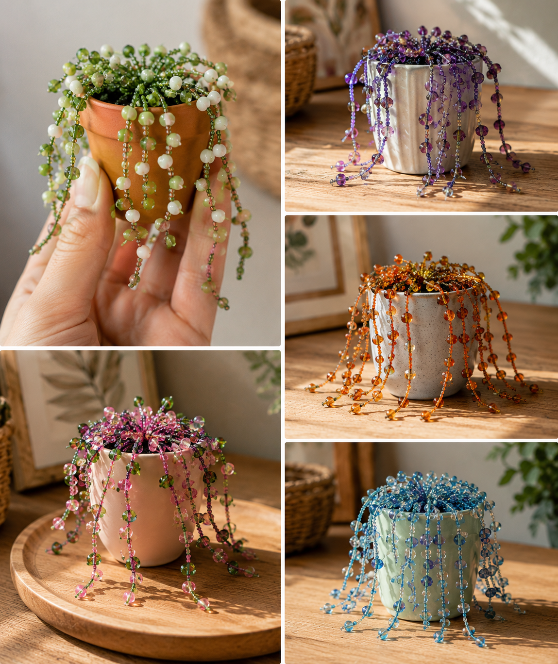 Miniature Flower Pots Adorned with Beads and Jewels Miniature Flower Pots Adorned with Beads and Jewels miniature flower pots adorned with beads and jewels 3