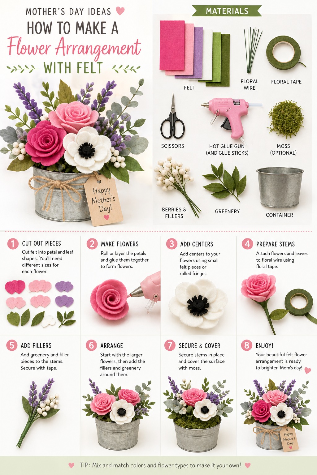 Mother’s Day Ideas: How to Make a Flower Arrangement with Felt Mother’s Day Ideas: How to Make a Flower Arrangement with Felt mothers day ideas how to make a flower arrangement with felt 7