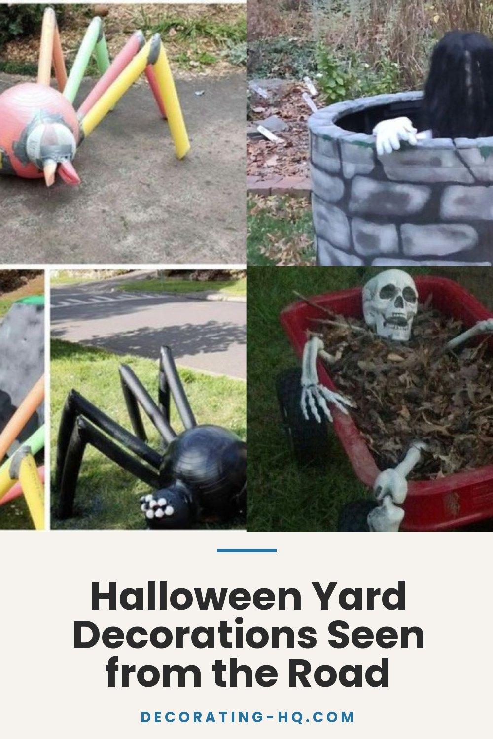 Halloween Yard Decorations Seen from the Road