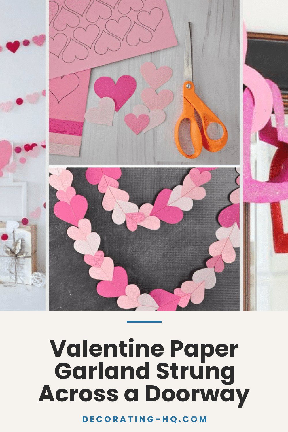 Valentine Paper Garland Strung Across a Doorway