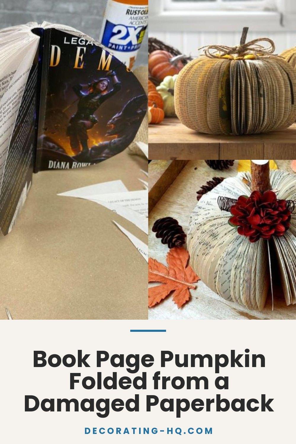 Book Page Pumpkin Folded from a Damaged Paperback