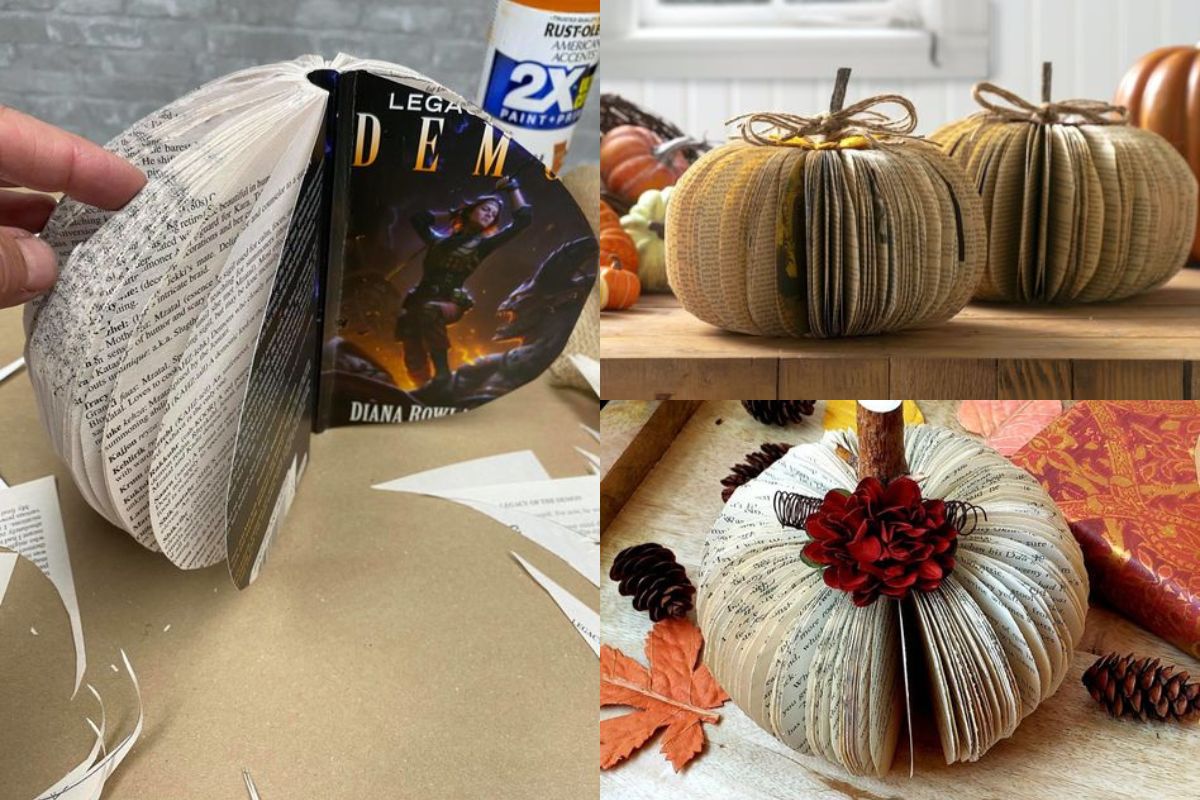 pumpkin made with used books 4