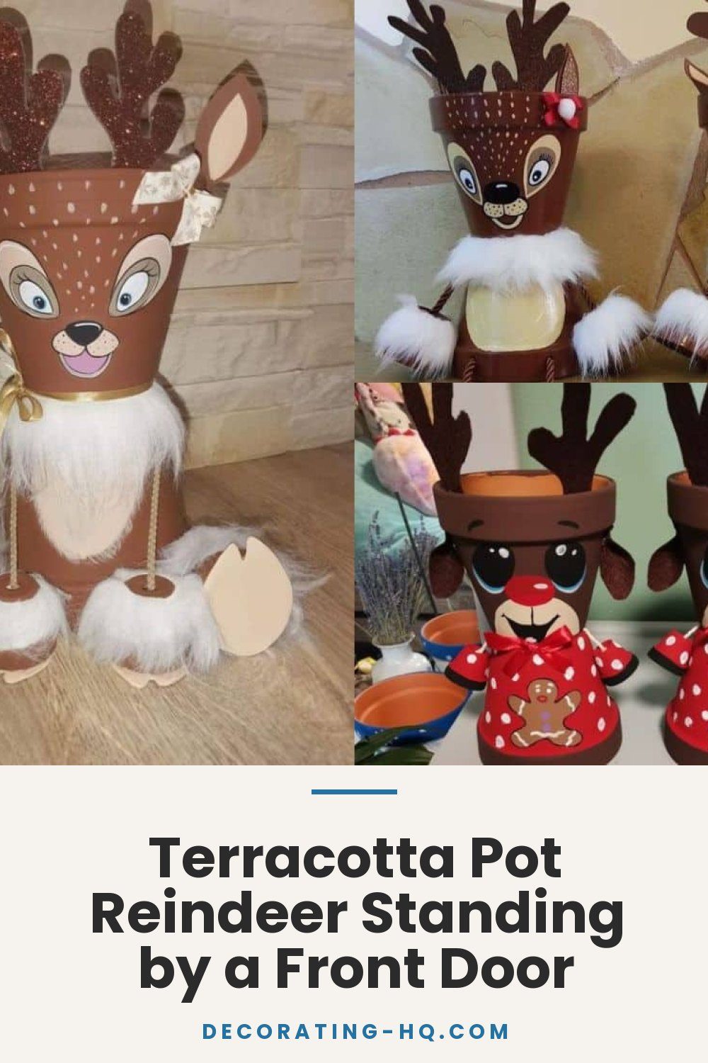 Terracotta Pot Reindeer Standing by a Front Door