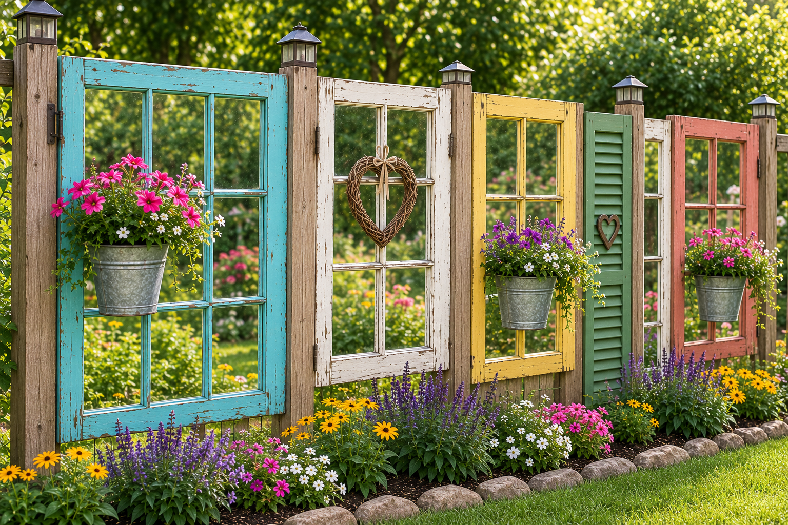 Repurpose Old Windows into Colorful Fence Ideas Repurpose Old Windows into Colorful Fence Ideas repurpose old windows into colorful fence ideas 3