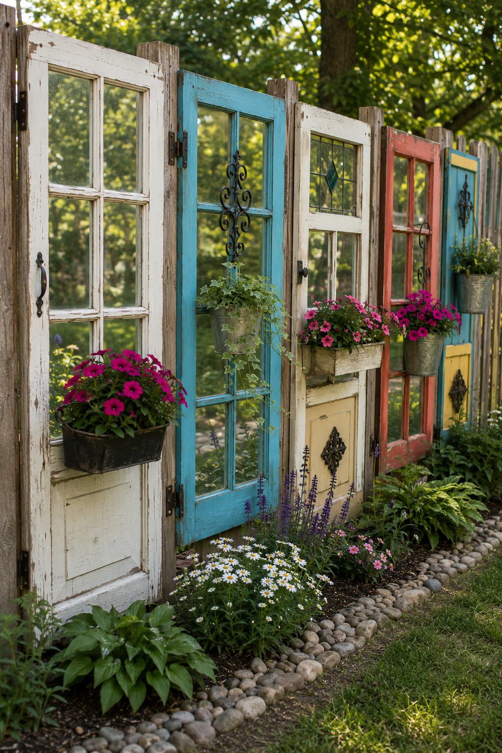 Repurpose Old Windows into Colorful Fence Ideas Repurpose Old Windows into Colorful Fence Ideas repurpose old windows into colorful fence ideas 4