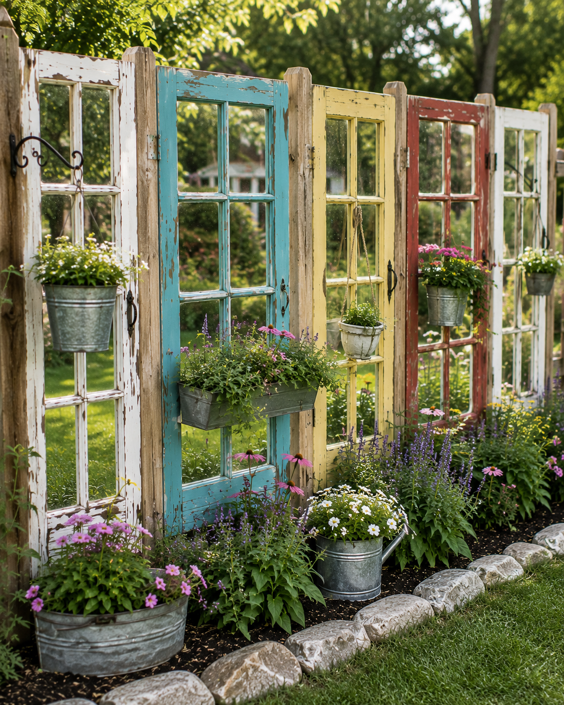 Repurpose Old Windows into Colorful Fence Ideas Repurpose Old Windows into Colorful Fence Ideas repurpose old windows into colorful fence ideas 6