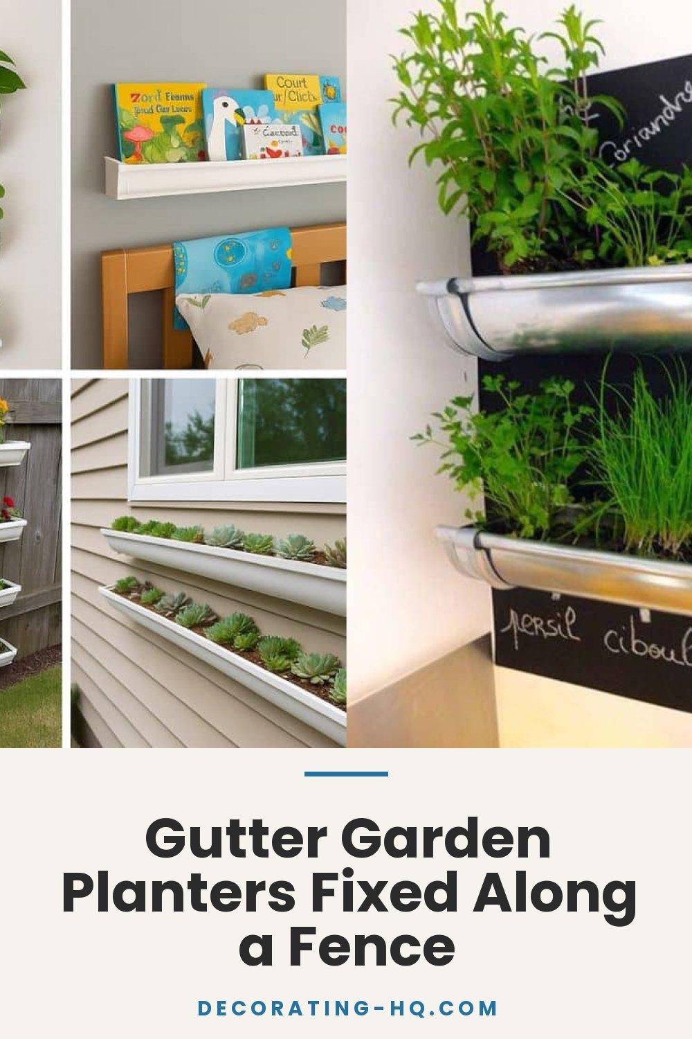 Gutter Garden Planters Fixed Along a Fence