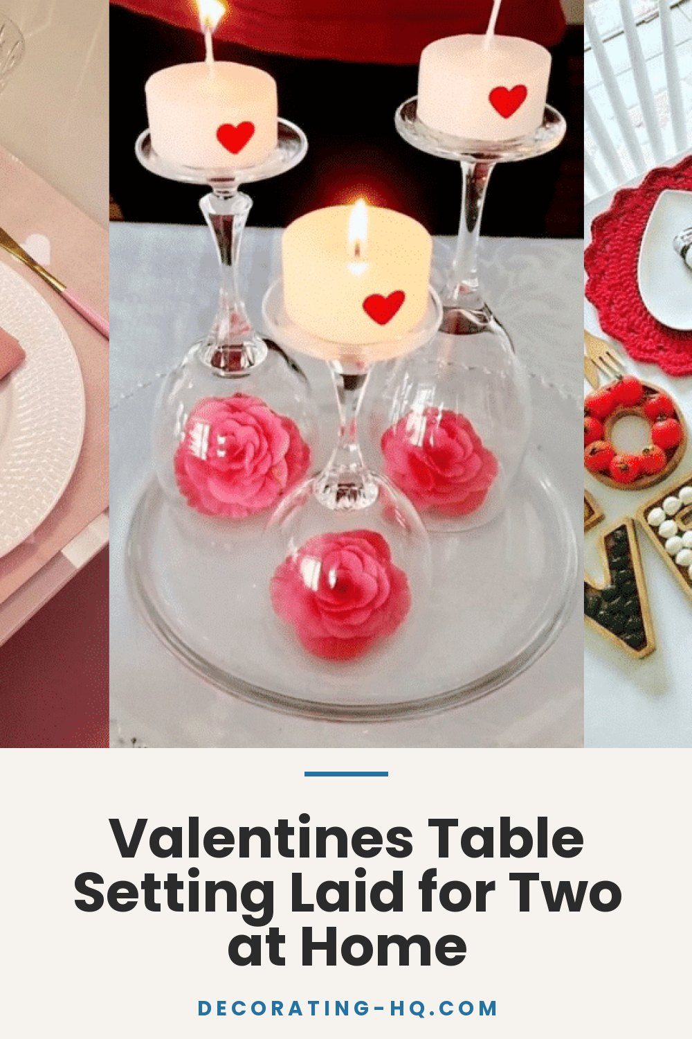 Valentines Table Setting Laid for Two at Home
