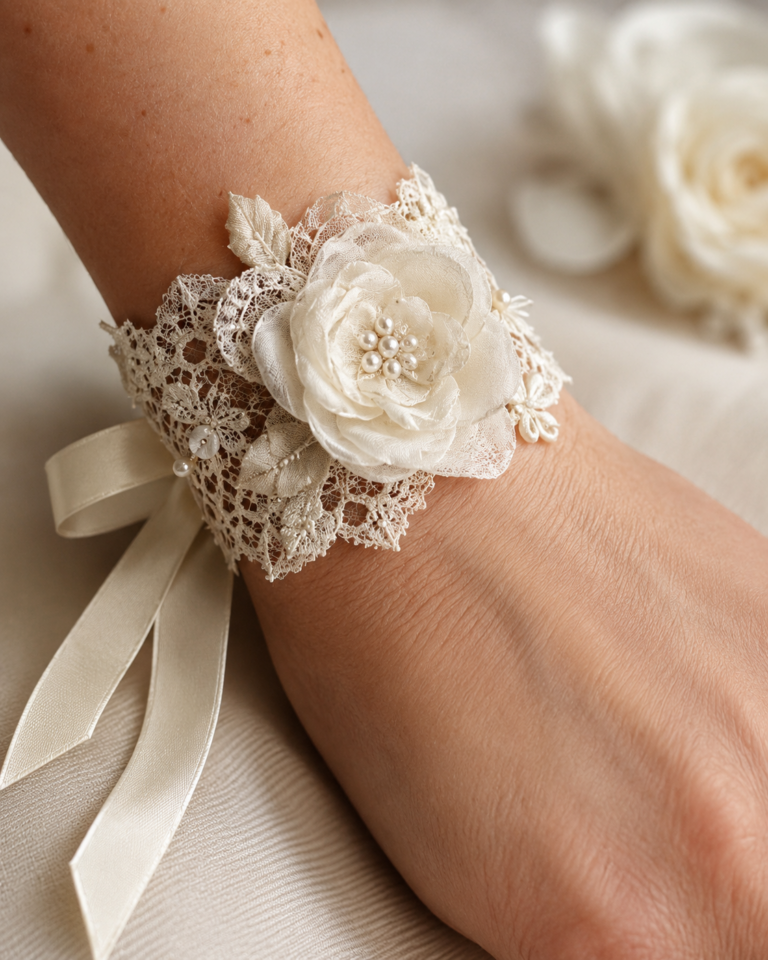 Romantic Vintage Bracelets Made of Fabric and Lace Charm Romantic Vintage Bracelets Made of Fabric and Lace Charm romantic vintage bracelets made of fabric and lace 2