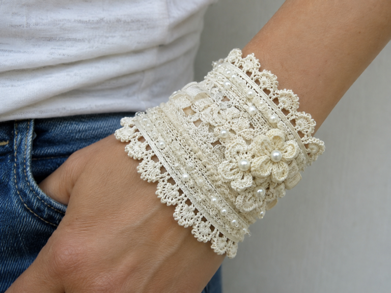 Romantic Vintage Bracelets Made of Fabric and Lace Charm Romantic Vintage Bracelets Made of Fabric and Lace Charm romantic vintage bracelets made of fabric and lace