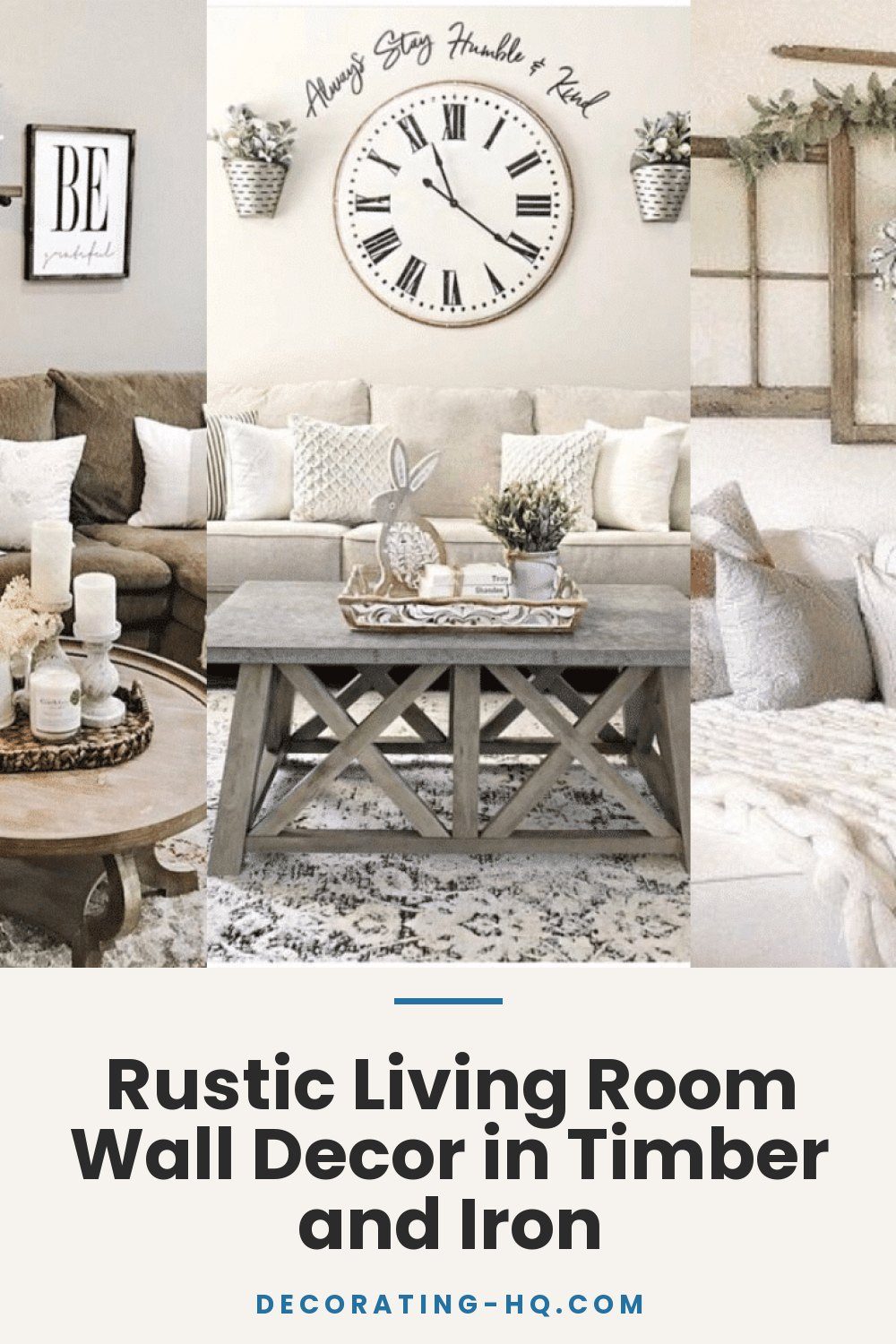 Rustic Living Room Wall Decor in Timber and Iron