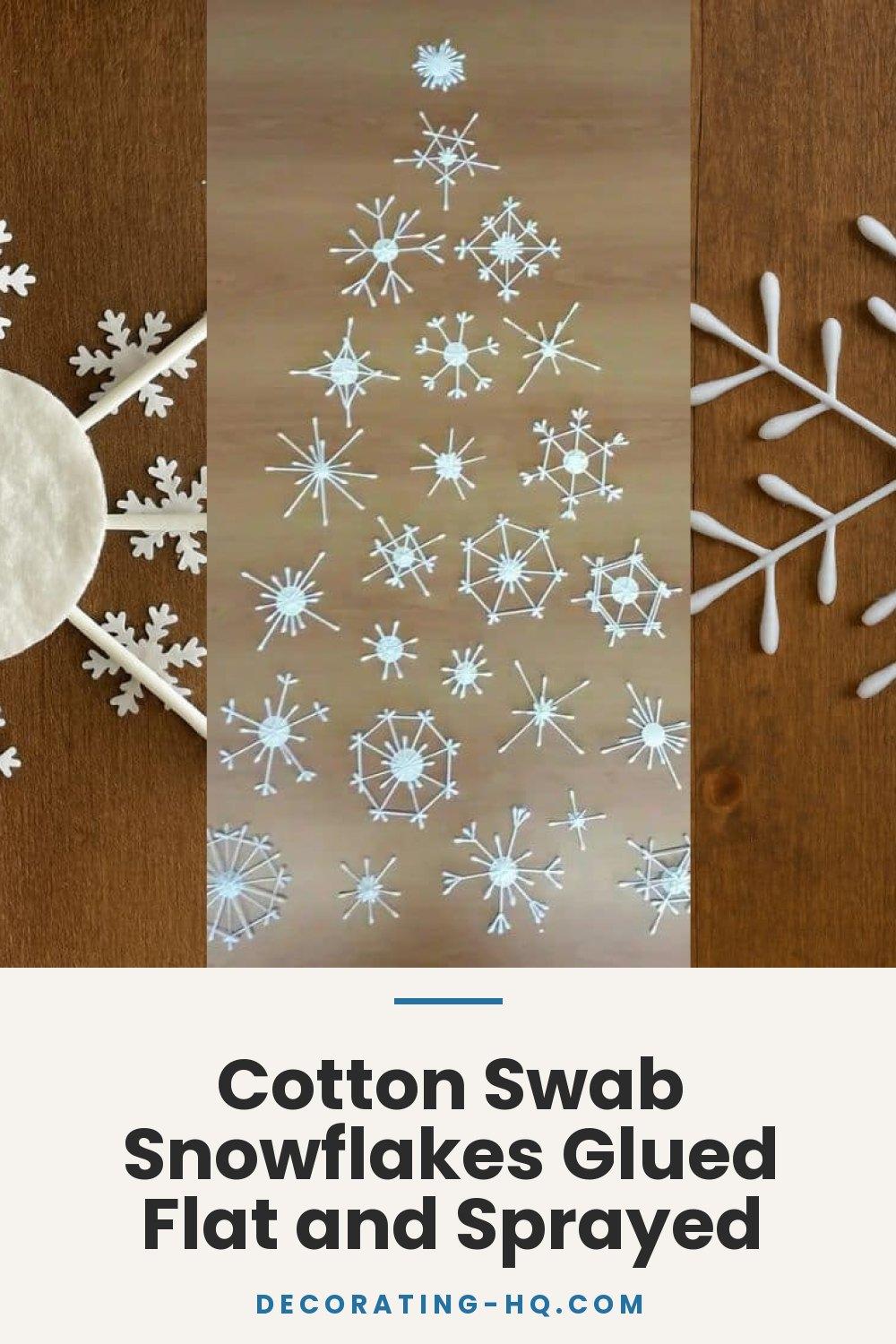 Cotton Swab Snowflakes Glued Flat and Sprayed