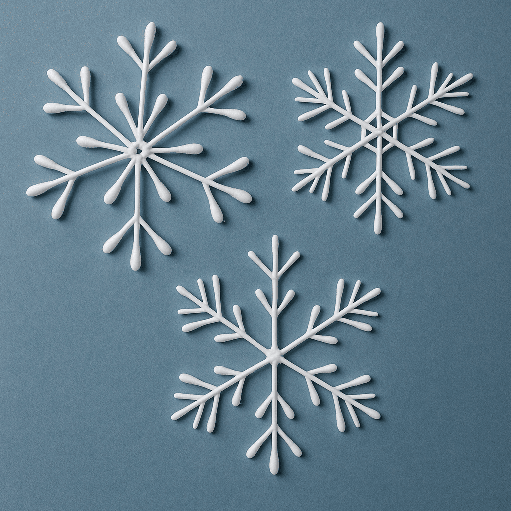 snowflakes with cotton swabs for your christmas 5