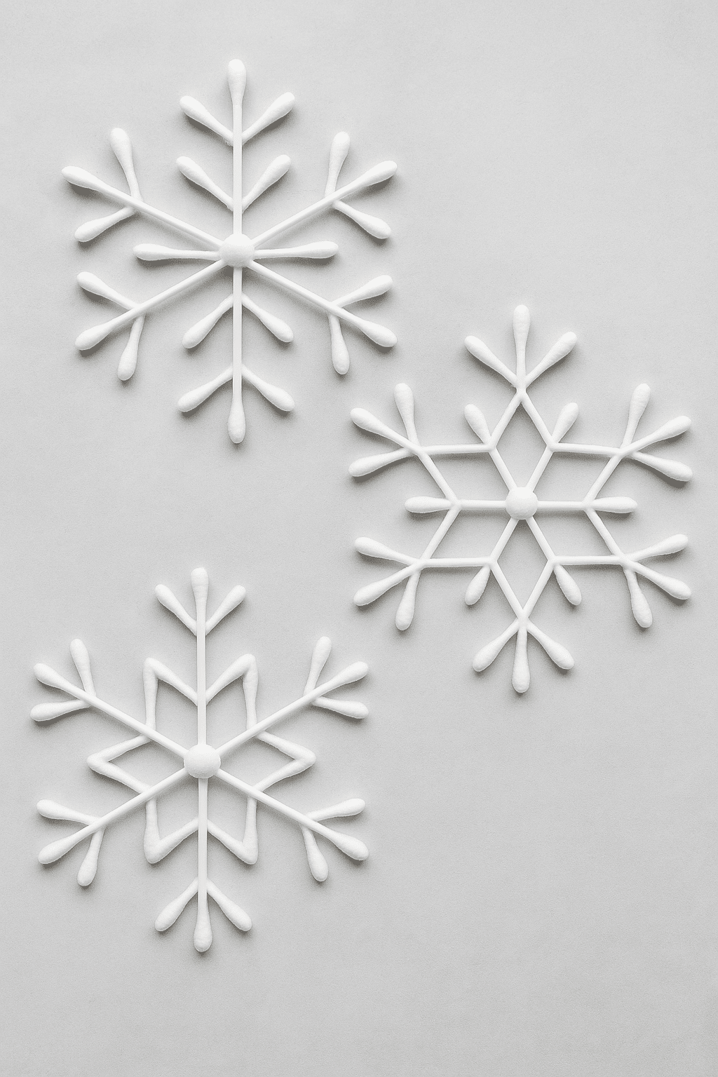 snowflakes with cotton swabs for your christmas 7