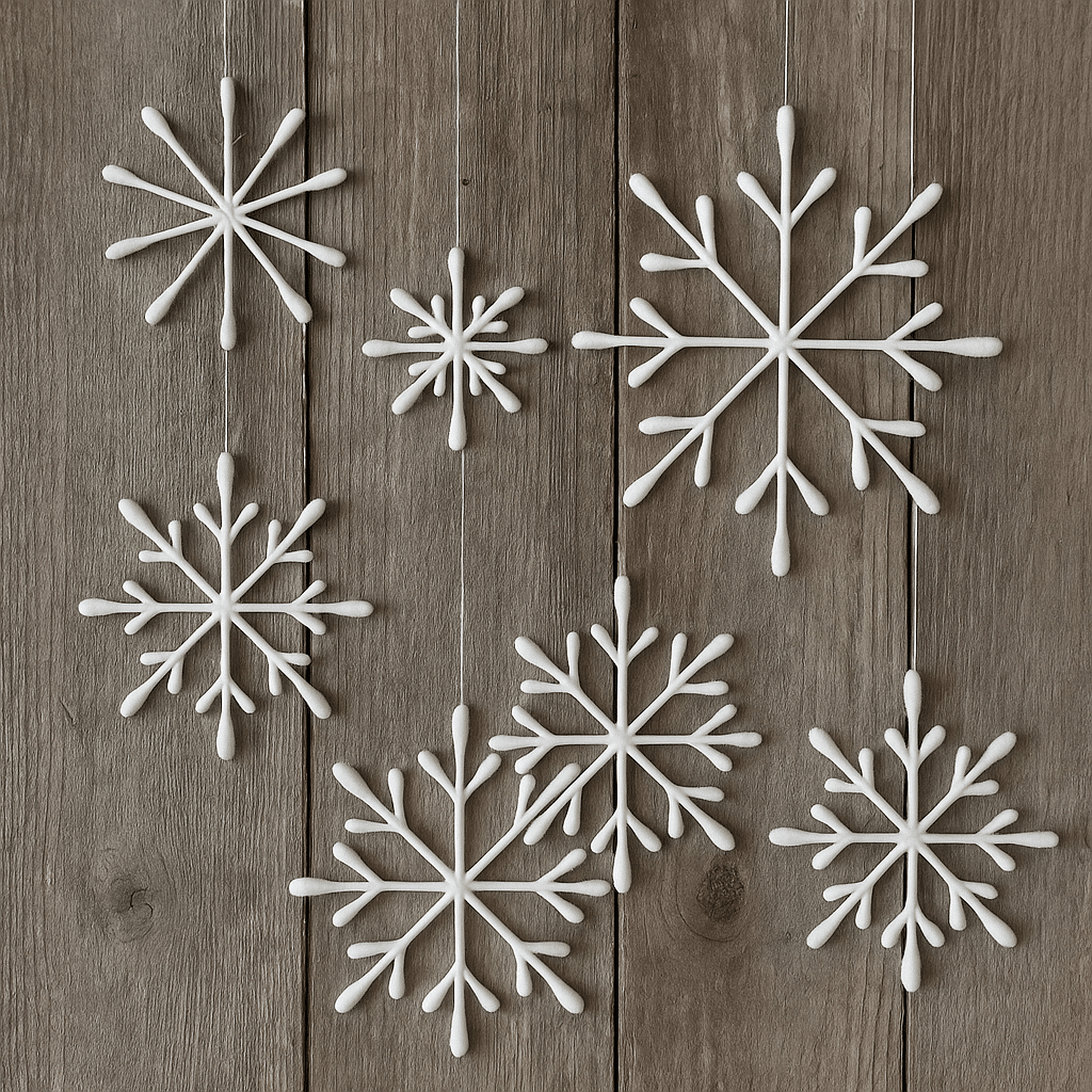 snowflakes with cotton swabs for your christmas 8