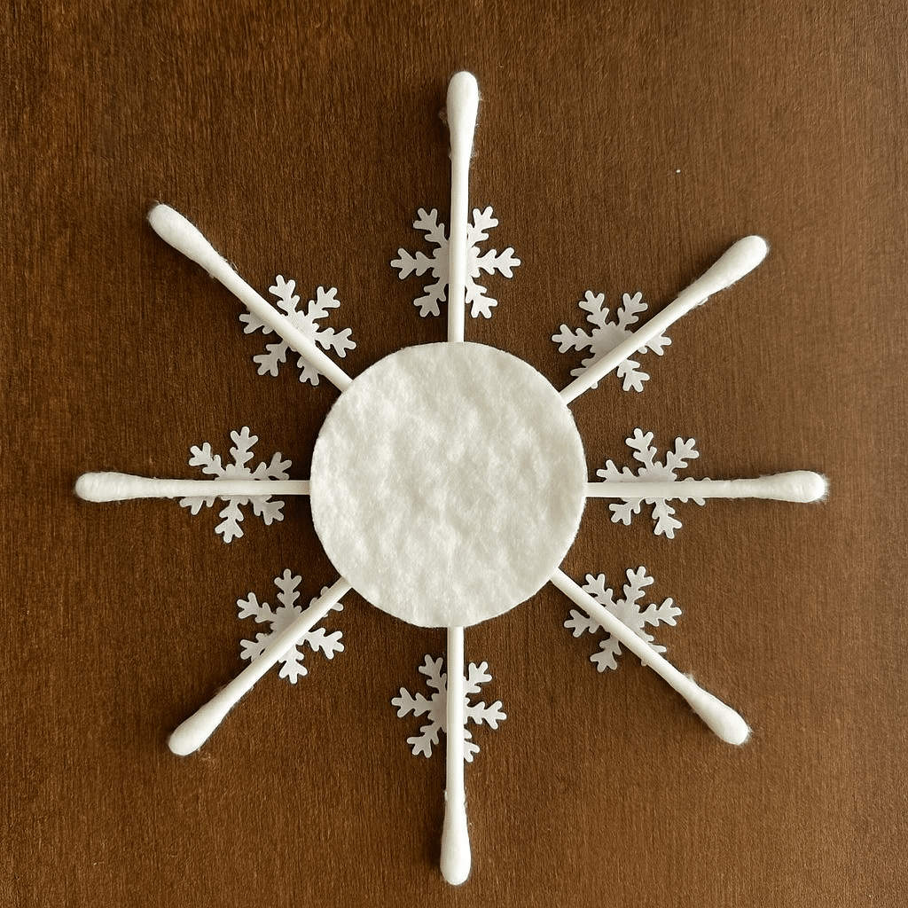 snowflakes with cotton swabs for your christmas 9