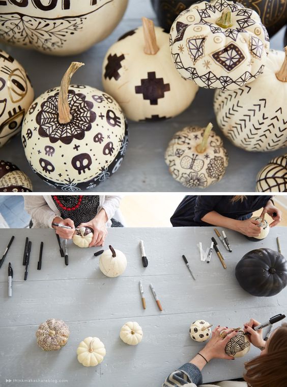 stylish decorating ideas with white pumpkins painted