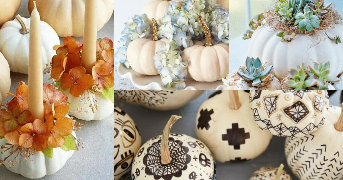 stylish decorating ideas with white pumpkins
