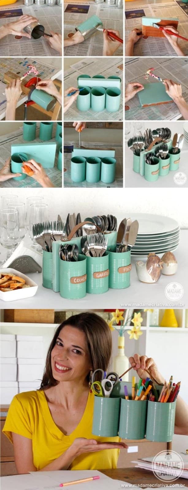 15+ Awesome DIY Ideas To Transform Tin Cans Into Practical Organizers