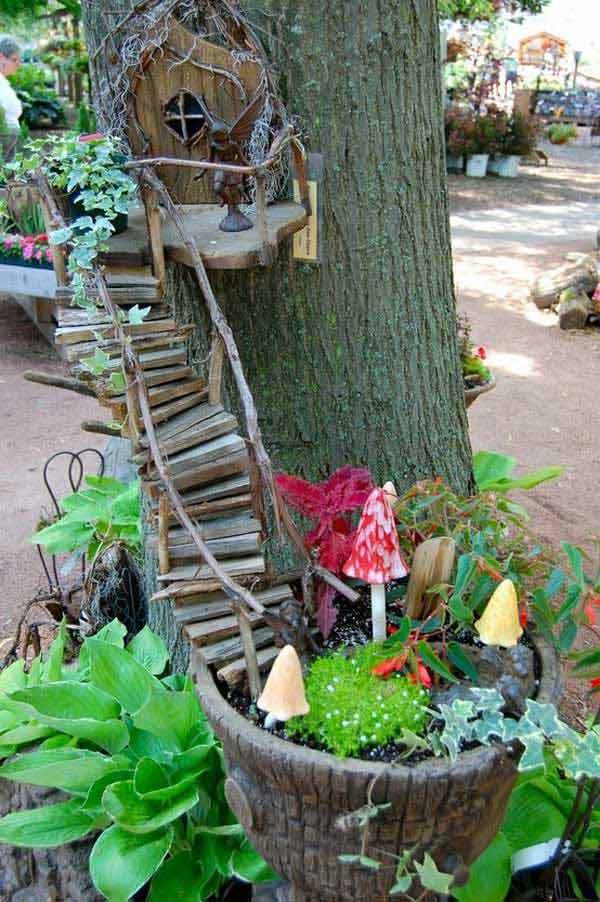 tree stump fairy gardens 13